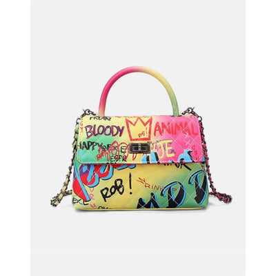 Graffiti Chain Shoulder Bag - Rainbow